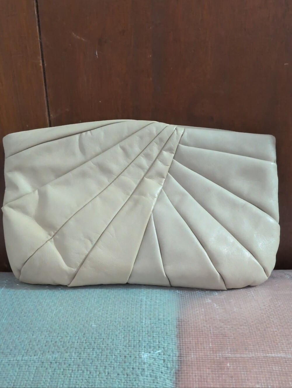 Brio Cream Pleated Clutch Bag
